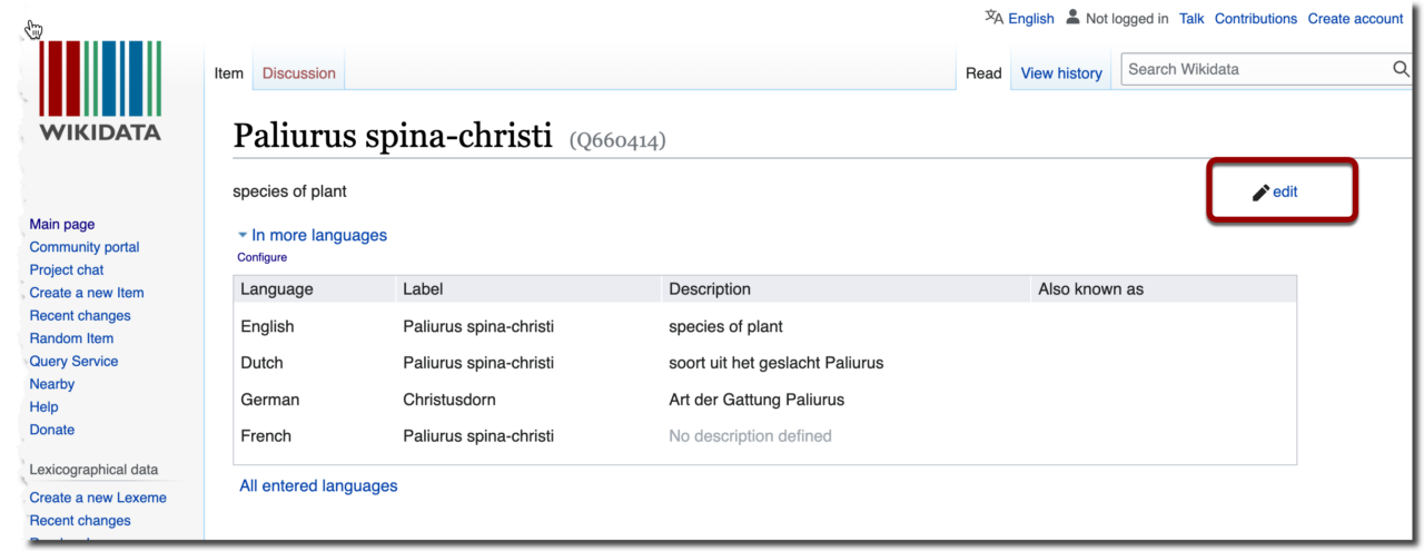 Hoe voeg ik een woord in een andere taal toe aan een item op Wikidata